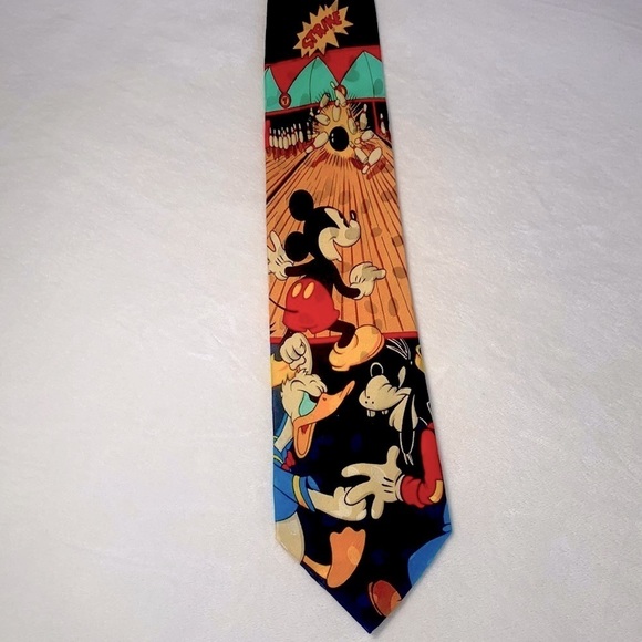 Disney Other - The Disney Store Mickey, Donald & Goofy Bowling Strike Adult Tie
